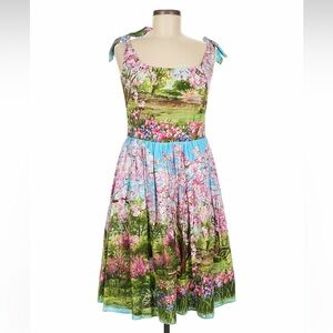 Bernie Dexter retro Floral Sleeveless Dress with Tie Straps - cherry blossom M